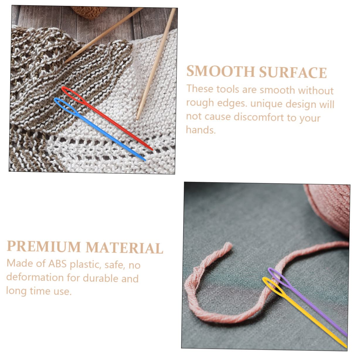 HAWILLOSCH 1000pcs Plastic Knitting Needles Set for Sweater DIY Yarn Needles Handmade Craft Tool Big for Hand Sewing