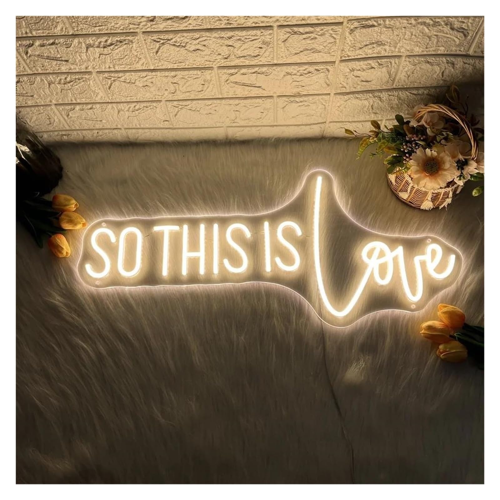 Luces de neón So This Is Love Letrero De Neón Letra Luz LED Para Dormitorio Habitación Matrimonio Boda Decoración De Pared Romántica Lámpara Regulable 15.75inx7.1in