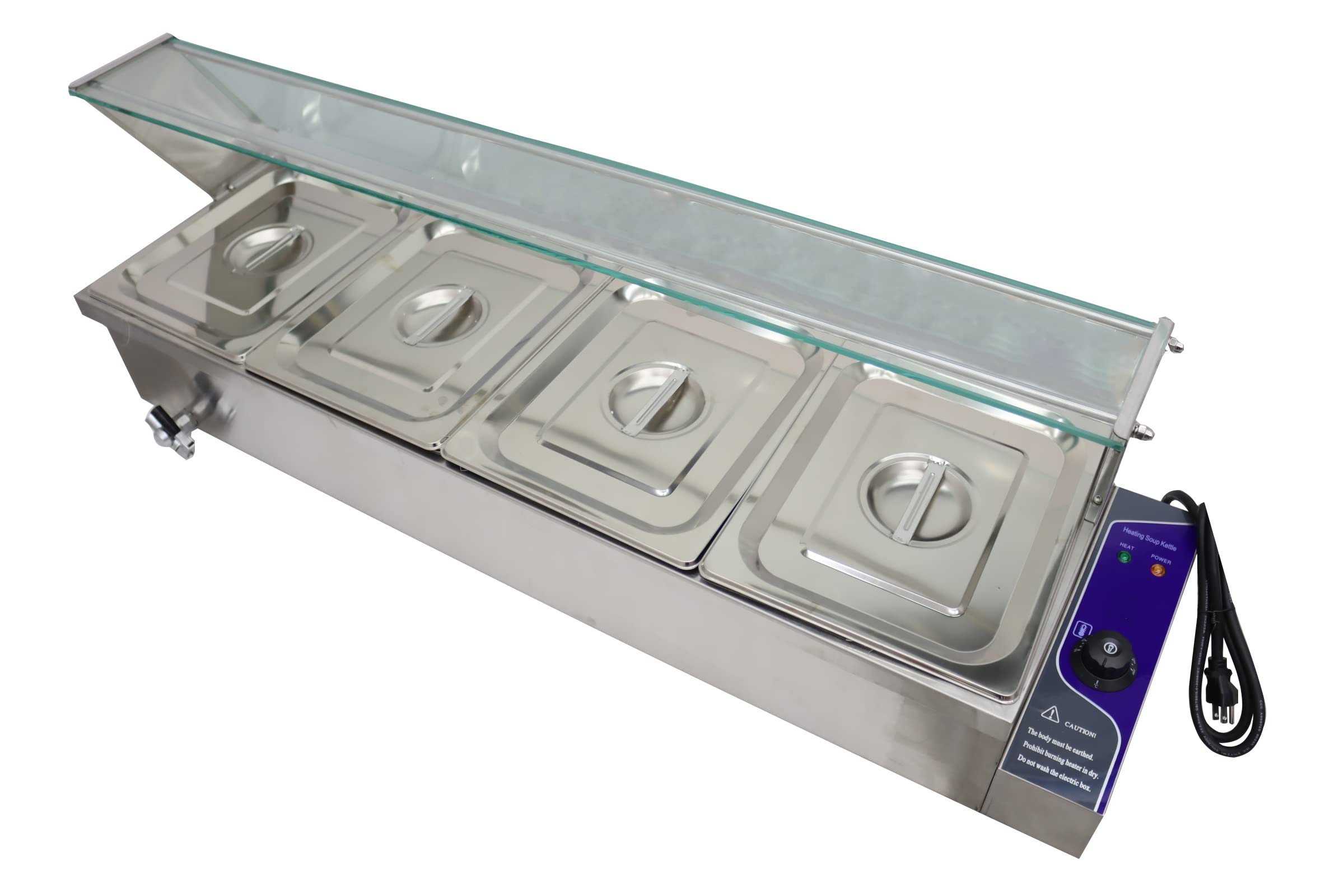 INTBUYING 4 pan Food Warmer Steam Table Kitchen Machine Bath Warmer Breakfast Supply