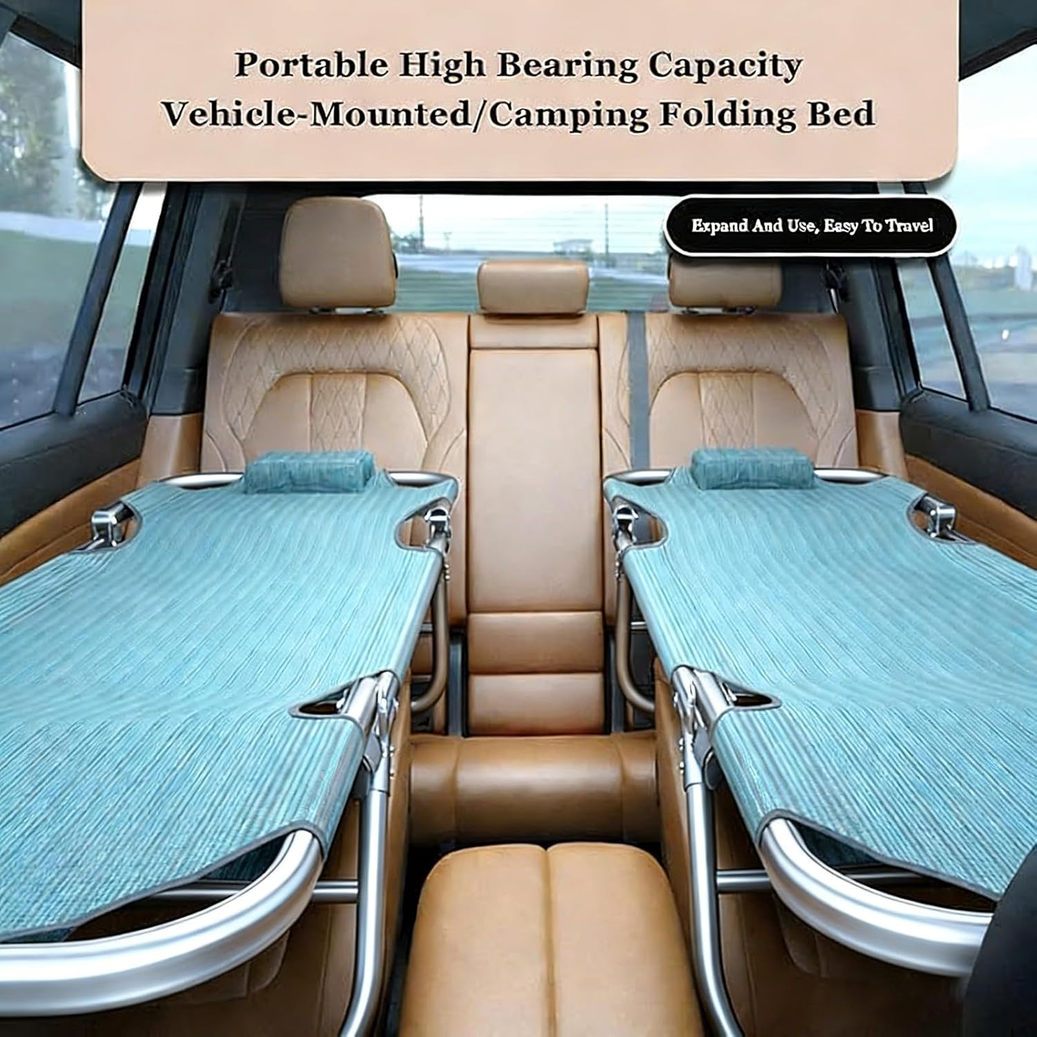 Portable Folding Camping Cot Car Trave Bed Non-Inflatable Portable Universal Sleeping Solution Camp Essentials Bed Office Outdoor Camping Bed Road Trip Camping Bed