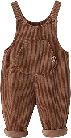 Happy Cherry Toddler Boy Girl Soft Corduroy Suspender Pants Baby Bib Overalls Infant Adjustable Button Romper