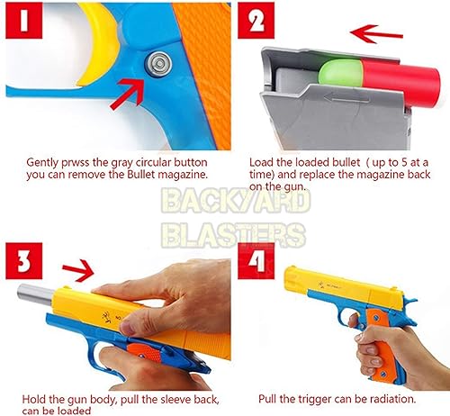 Miniatura 8 de Pistola de juguete para niños, pistola de bala de goma Colt 1911 con funda negra, regalo único destinado a diversión, pistolas de juguete M1911 para