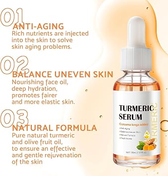 Leogony 2PCS Lightening Turmeric Serum Dark Spot Removal Corrector for Face Skin Glow, 30 ml, Anti Aging, Hydrating, Reduce Wrinkles