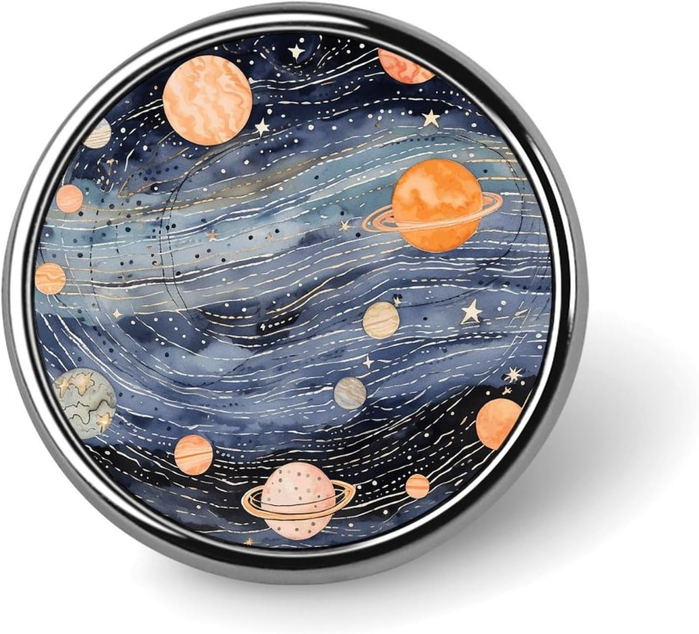 Aluminum Alloy Lapel Pin Round Backpack Pins, Space Themed Art