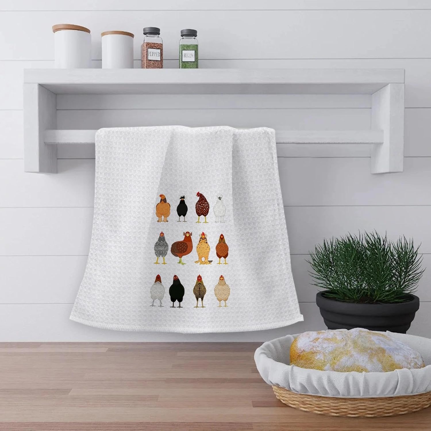 OHSUL Funny Chicken Kitchen Towels Dish Towels Dishcloth, Chicken Lovers Mom Lady Gifts, Rustic Farmhouse Rooster Hen Hand Tea Towel for Bathroom Kitchen Decor, 16x24 Inches