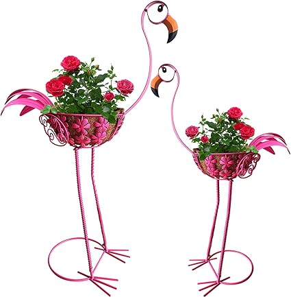 Amazon.com : Jarquia 2 Pack Flamingo Planter-Metal Flamingo Garden
