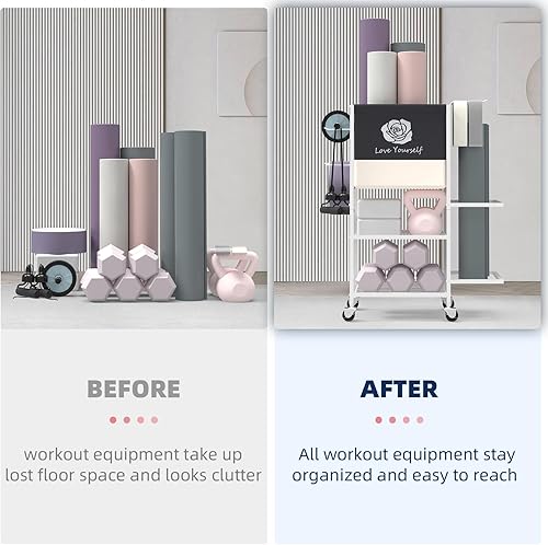 Miniatura 3 de Estante de almacenamiento para esterilla de yoga, estante de almacenamiento de gimnasio en casa, equipo de entrenamiento, organizador de