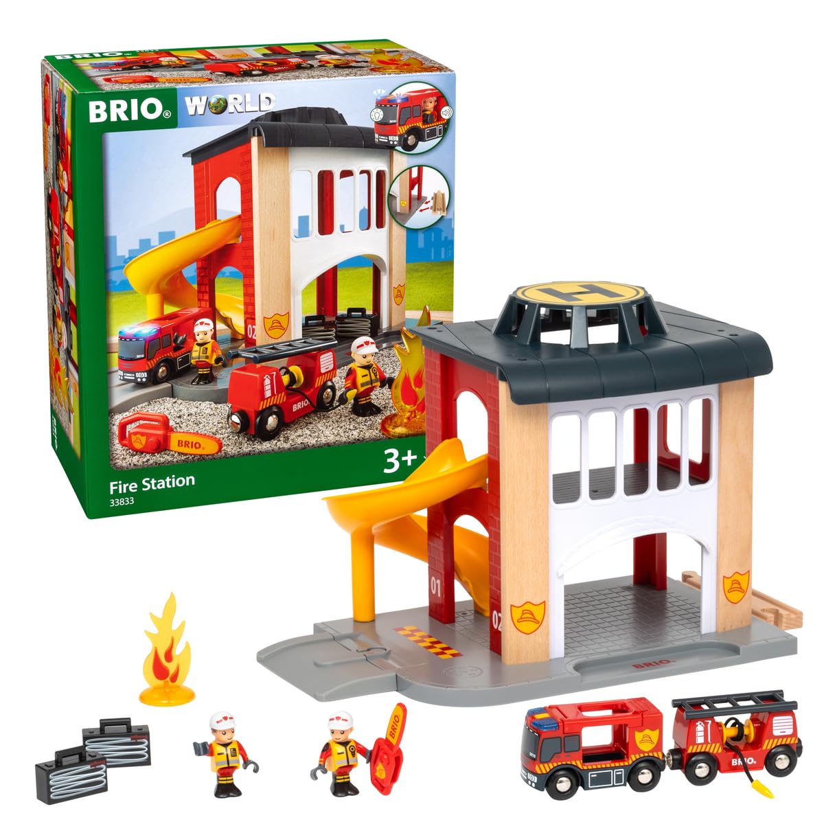 Brio - Set ferroviario con il treno dei pompieri - Giochi In Legno