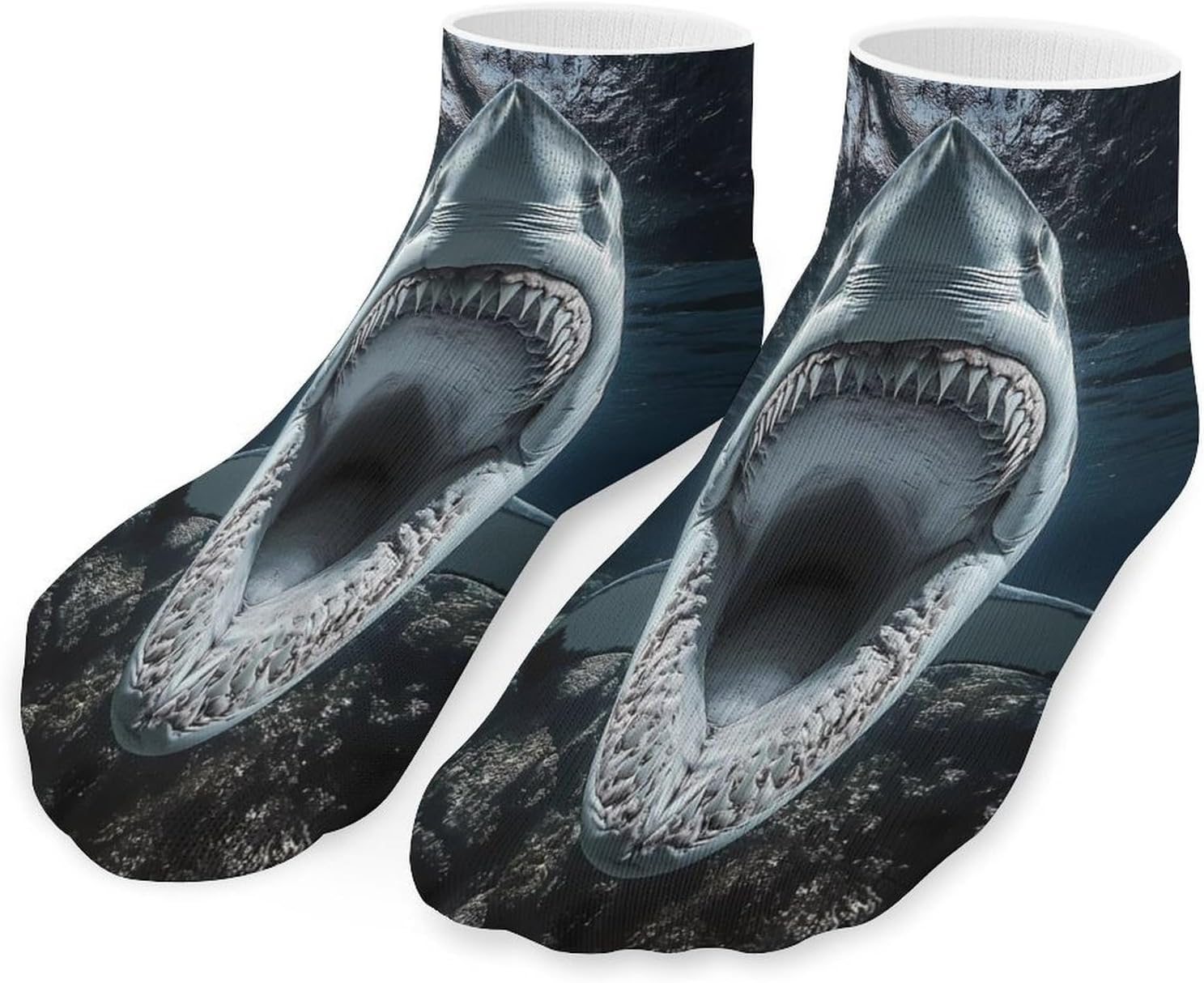 Underwater Ocean Shark Mens Socks No Show Low Cut Ankle Sock for Sports