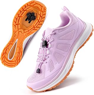 Women's Cycling Shoes Compatible with 2-Bolt SPD Cleats, Breathable Road & Mountain Bike Shoes for Indoor & Outdoor Riding