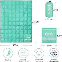 QEZER Pehelykönnyű Kempingpléd XL 185x135cm - Ultrakönnyű Utazótakaró Kültéri-Beltéri Használatra, Túrázáshoz, Kempingezéshez, Párnaként is  2
