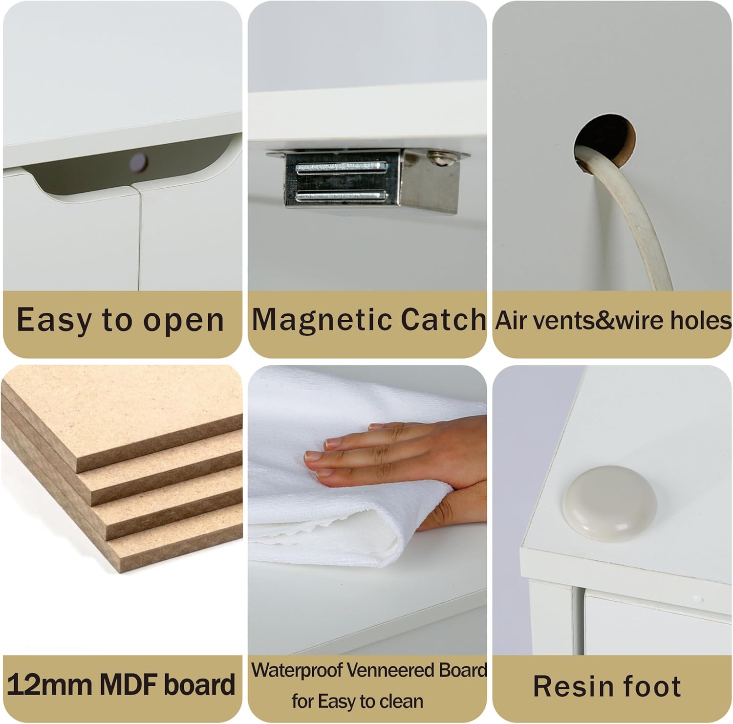 White Cat Litter Box Cabinet - Hidden Litter Box Enclosure with Odor-Proof Ventilation, Multi-Functional Side Table for Living Room, Modern Furniture for Small Spaces