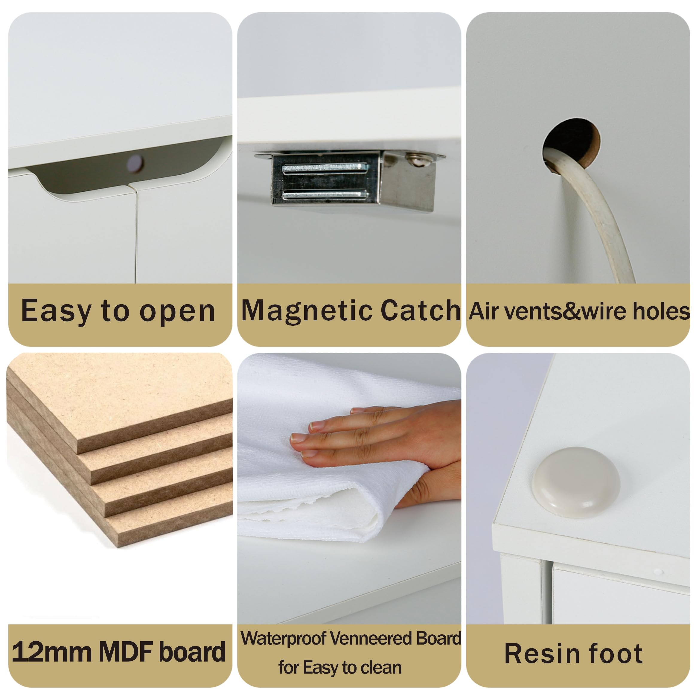 White Cat Litter Box Cabinet - Hidden Litter Box Enclosure with Odor-Proof Ventilation, Multi-Functional Side Table for Living Room, Modern Furniture for Small Spaces - image 7