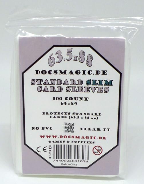 docsmagic.de 100 Board Card Game Sleeves Clear - Slim Standard - 65 x 90 - Transparente Fundas