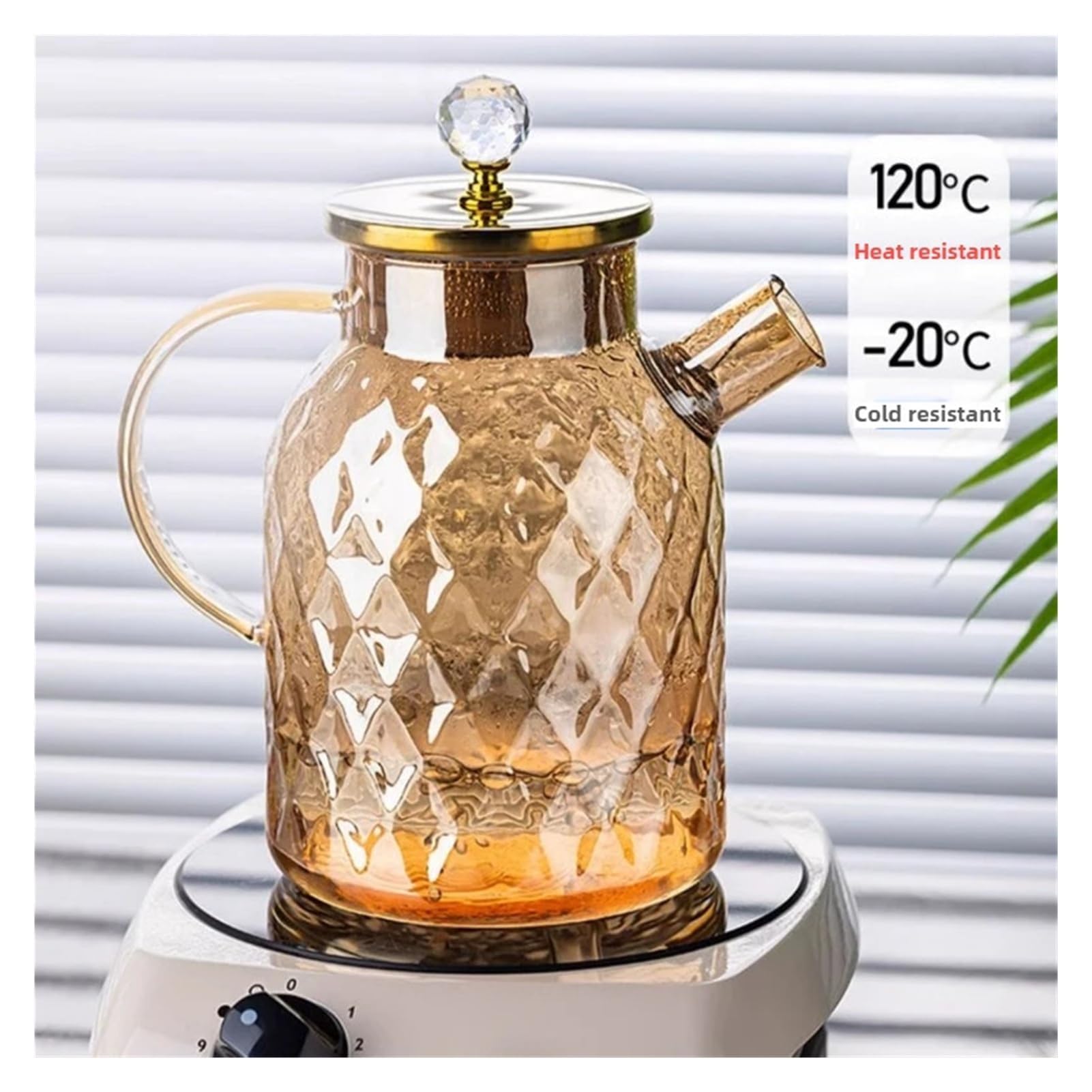 Wasserkrug – Glaskrug mit großem Fassungsvermögen, hitzebeständig für Tee, Saft, Eisgetränke und den Heimgebrauch, 1000 ml