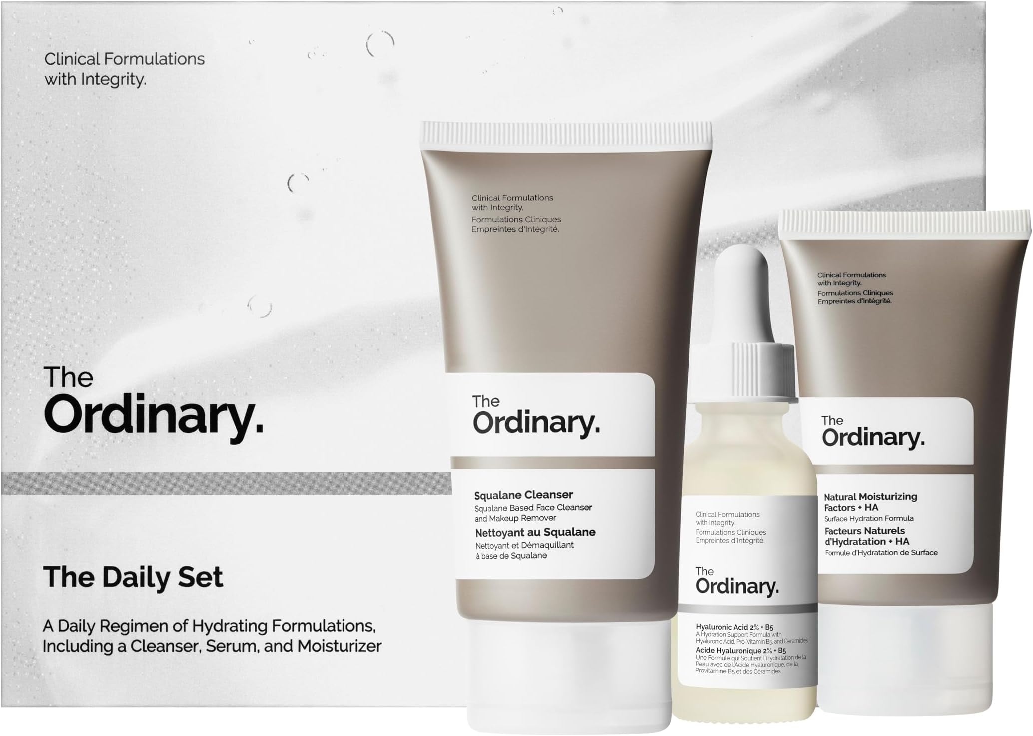 The Daily Set, Daily Skincare Routine with Squalane Cleanser, Hyaluronic Acid 2% + B5, and Natural Moisturizing Factors + HA | Skin Care Set