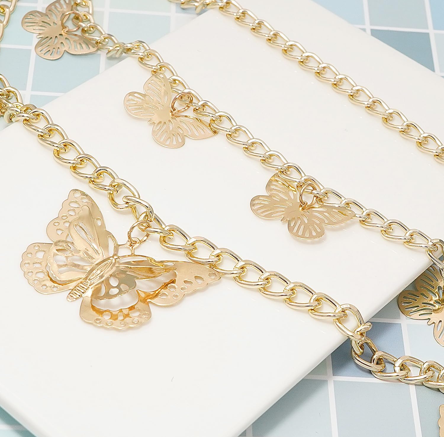 Women Body Chains Retro Multi-Layer Butterfly Waist Chain Trend Hollowed out Pendant Decorative image 4