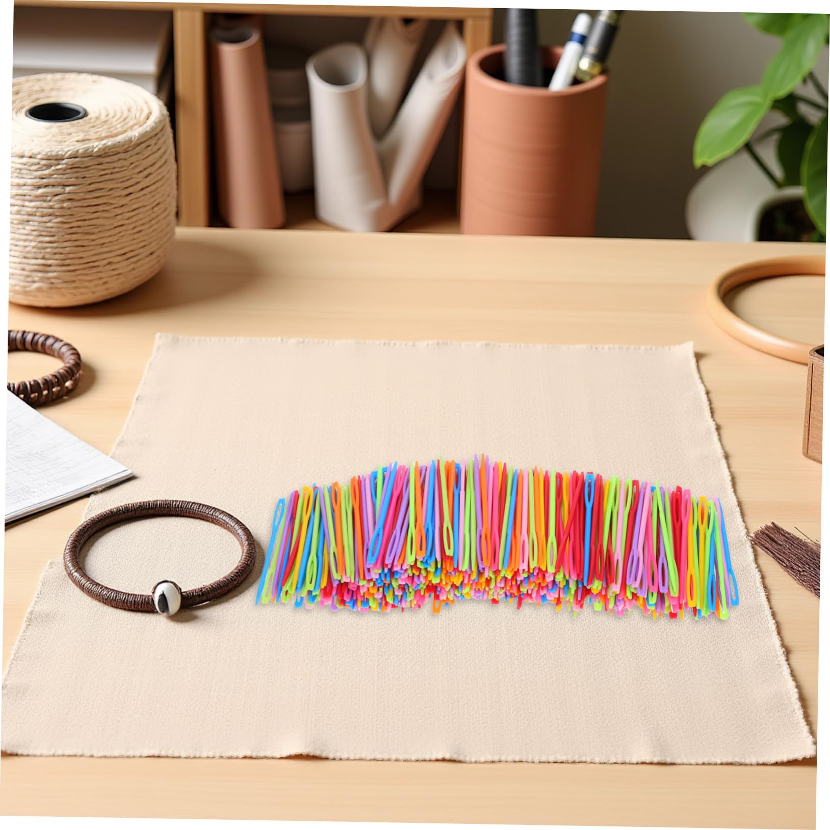 CORHAD 2000piezas Agujas de Coser de Ojos Grandes Unidades de Plástico Coloridas para Manualidades Herramientas para Aprender Coser Mano Hilo Grueso