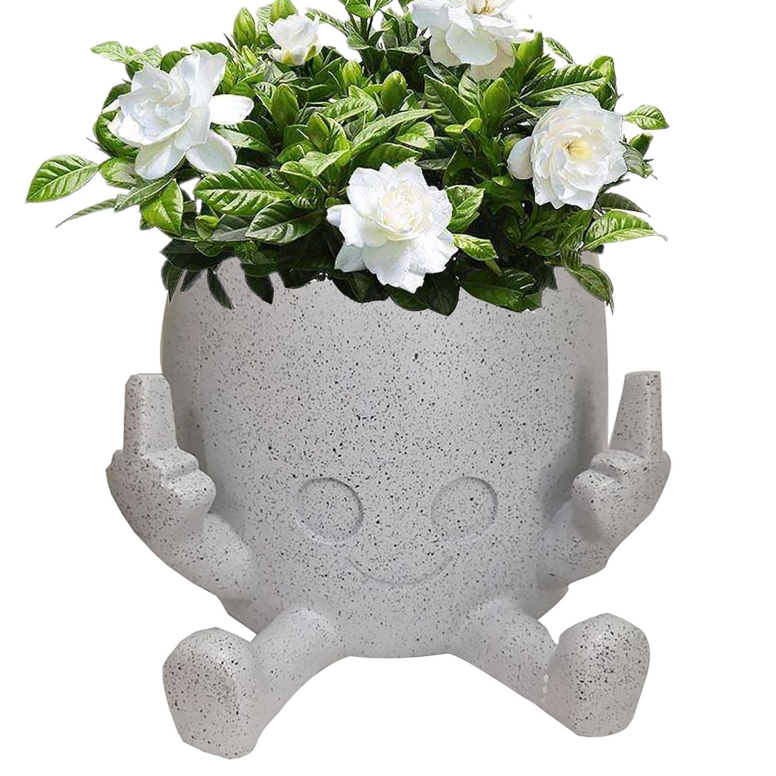 Amazon.co.jp: 中指を立てた笑顔の植木鉢、多肉植物用の植木鉢植物愛好