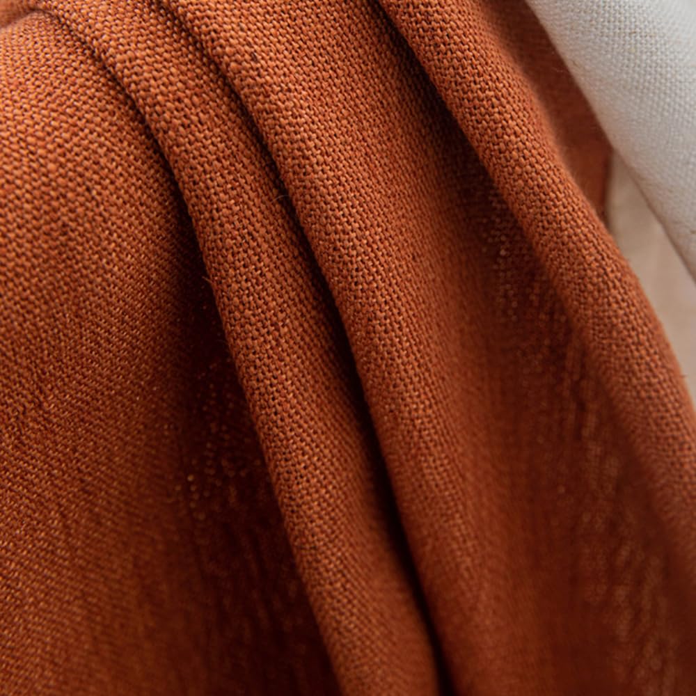 Tende Semplici Tende da Finestra di Lino 2 Pannelli Moderno Eleganti Eleganti Tende da Letto Balcone da Soggiorno Decorazione di Hotel Casa-White And Orange||132 * 160cm/52 * 63"