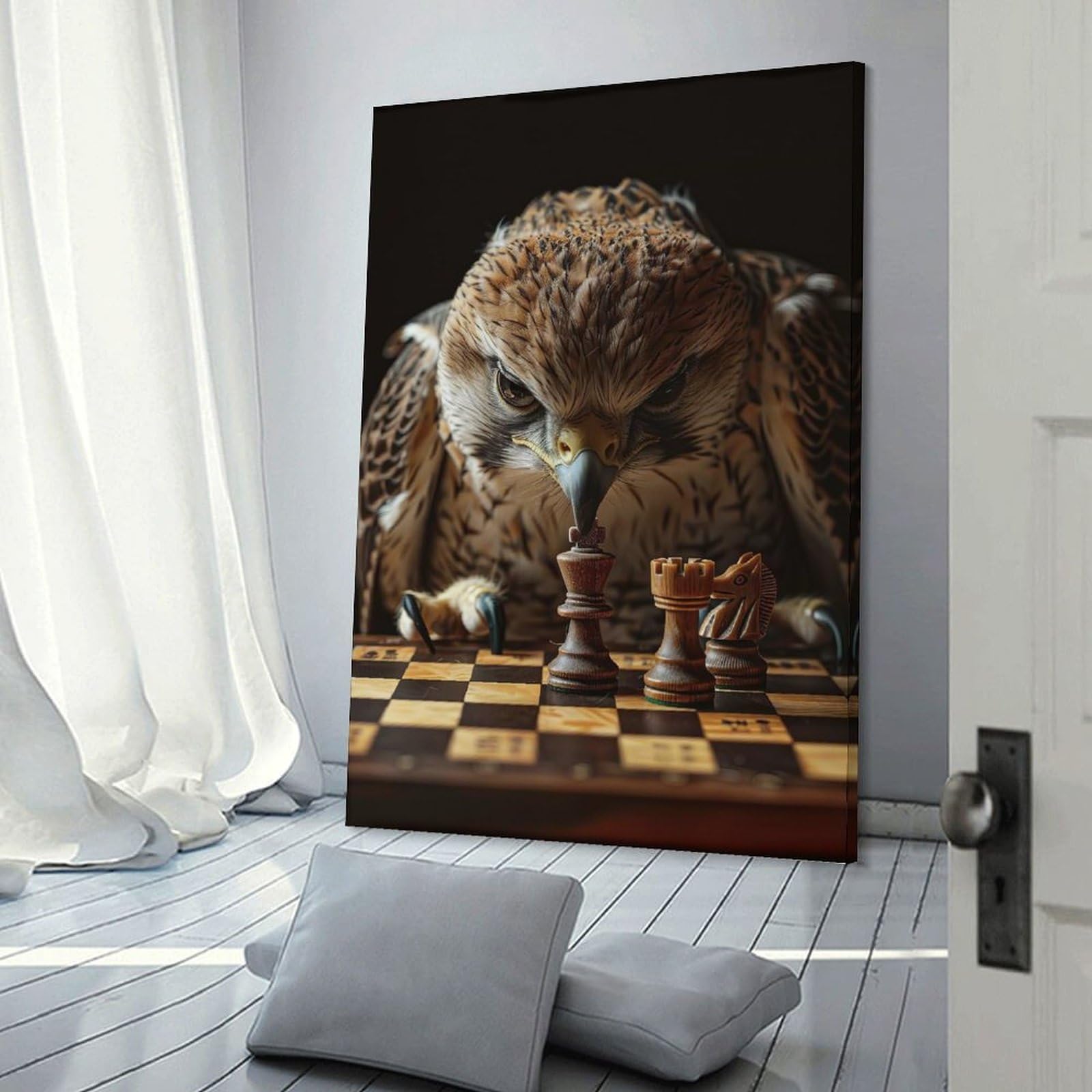 Junmoney Decorative Wall Artwork Falcon Chess, 20x30inch(50x75cm), for Calm Bedrooms, Home Corners Or Flats, An Easy Wall Refresh for Bedrooms