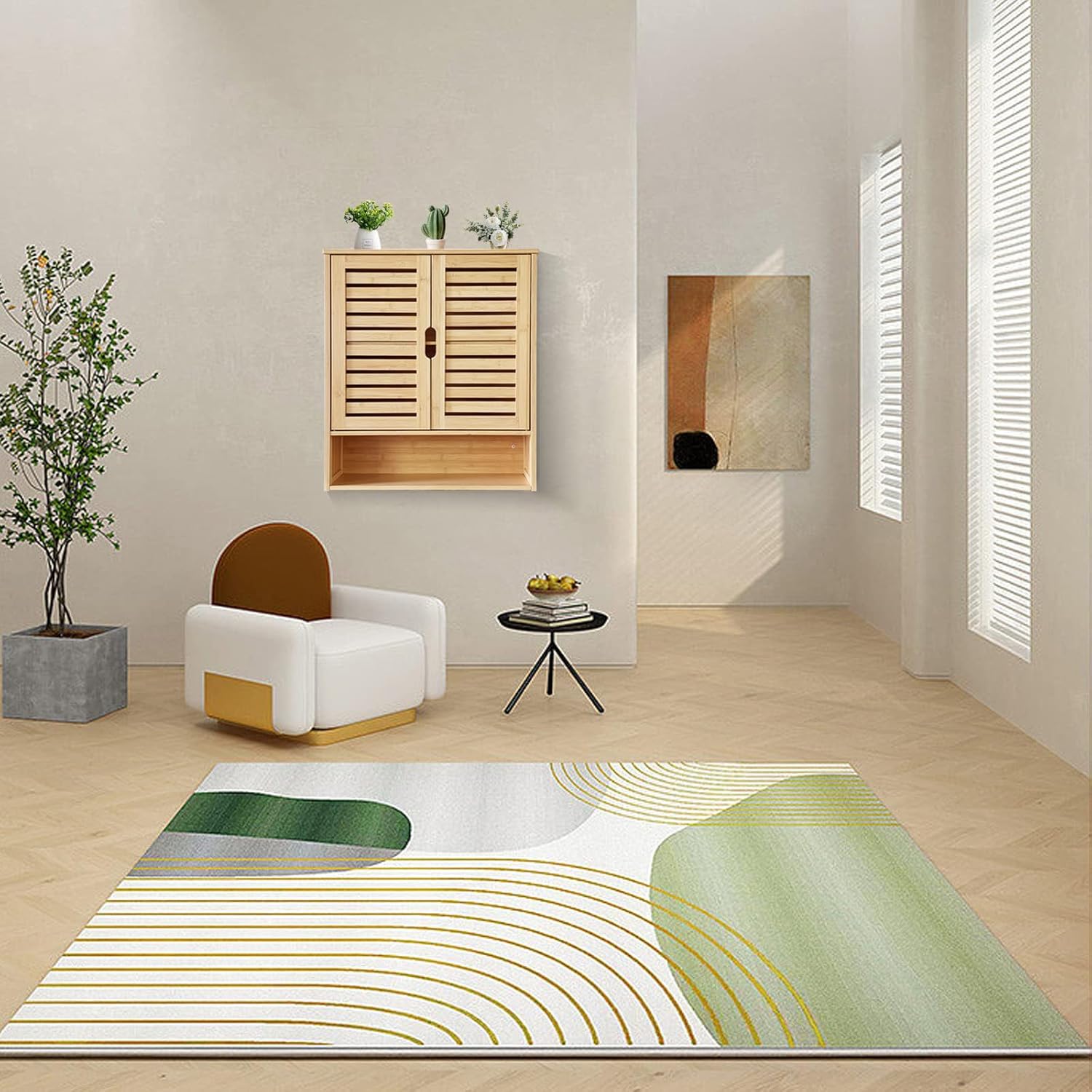 Bamboo Cabinet, Wall Mount Cabinet for Bathroom, Medicine Cabinet with Shelf