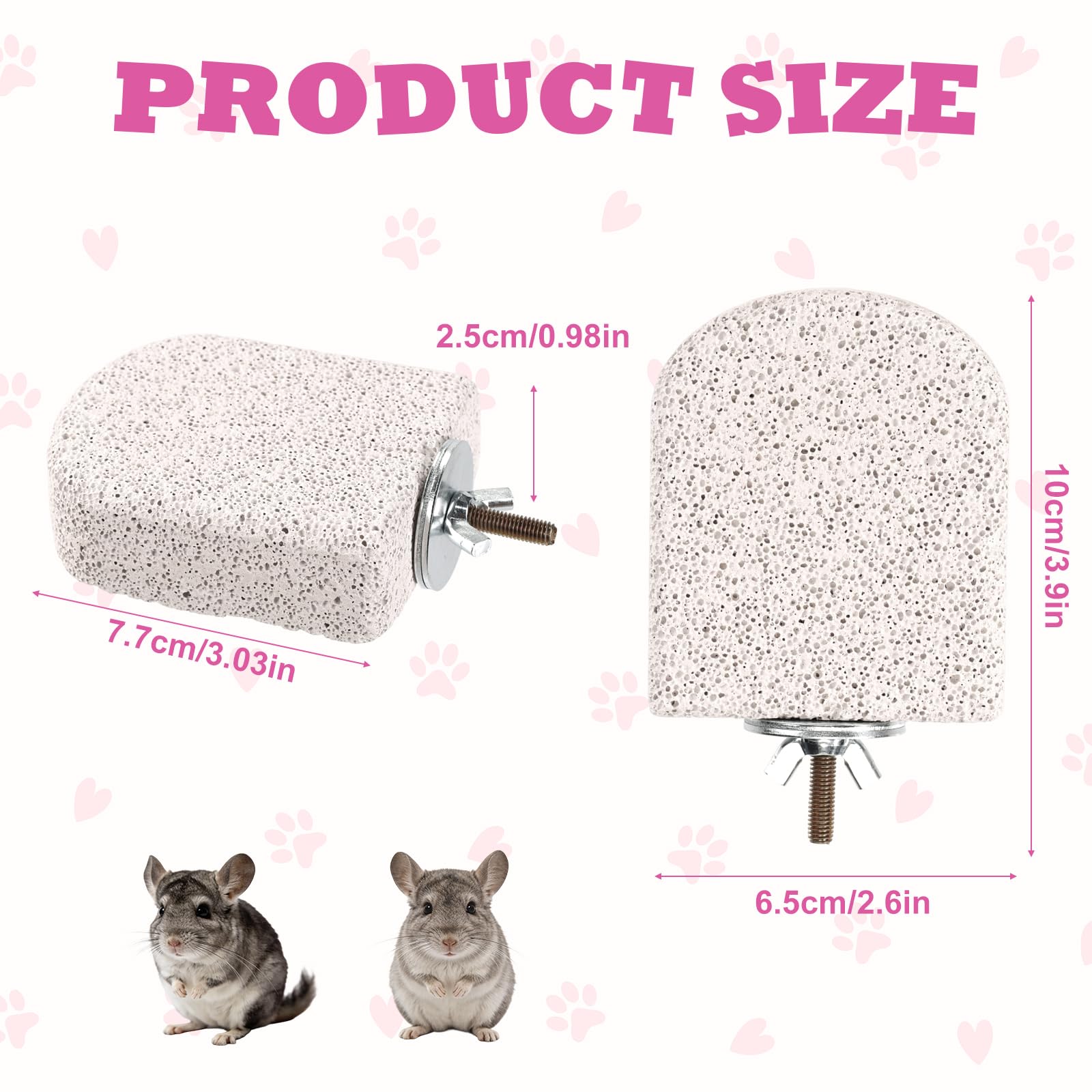 Lot de 2 Plateformes d'escalade en Lave et en Pierre Ponce pour Chinchillas, Écureuils Cochons d'Inde et Hamsters Jouet à Mâcher pour User Les Dents Accessoires de Cage (Petit)