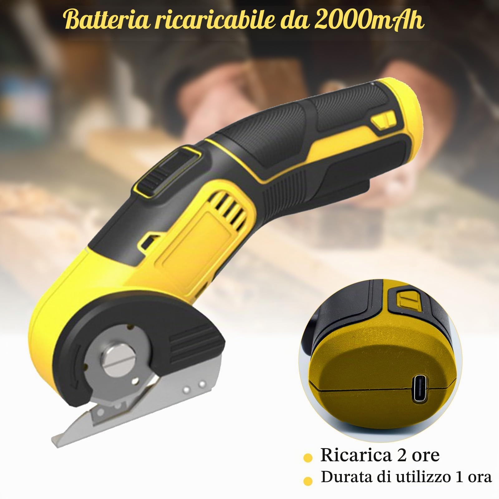 Taglierina per Cartone, Una lama inclusa, Taglierina Elettrico Rotante, Forbici Elettriche per Tessuti per Carta, Cartone, Moquette, Pelle, Feltro, Plastica