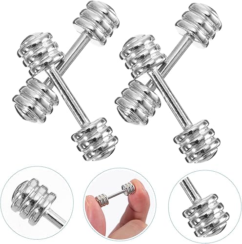 Miniatura 5 de 5 piezas de mancuernas modelo de ejercicio de mancuernas espaciador Charm Bead Supplies 1 12 Barbell Mini muñeca accesorios mancuernas miniatura