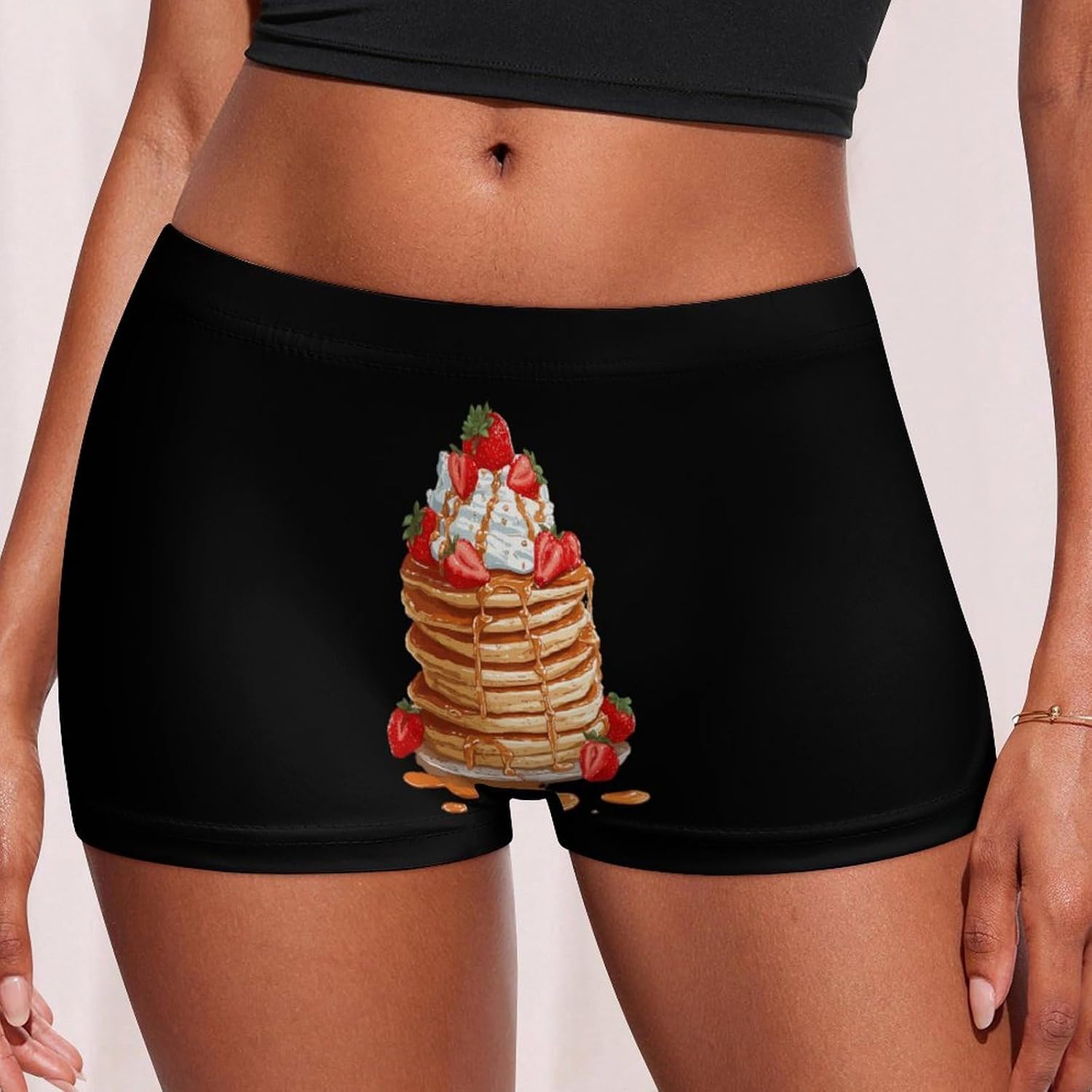 Pancakes with Strawberry Funny Women's Boxer Briefs Breathable Underpants Trunks Stretch Underwear