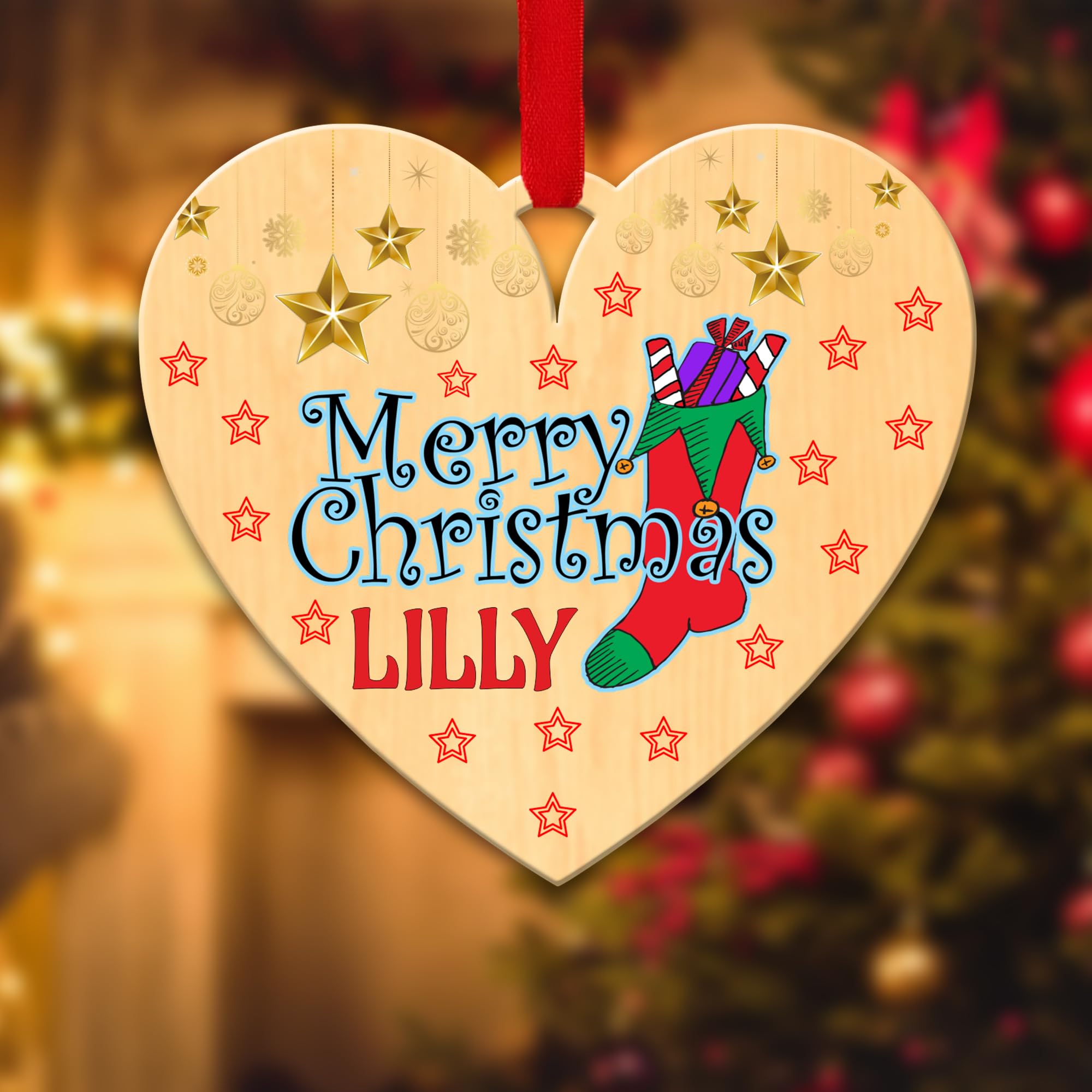 Kreatesquare Design-5 Personalised Christmas Tree Decorations Baubles With Customised Name | Acrylic Xmas Tree Decoration Hanging Ornaments | Personalised Bauble Gifts For Xmas Decorations