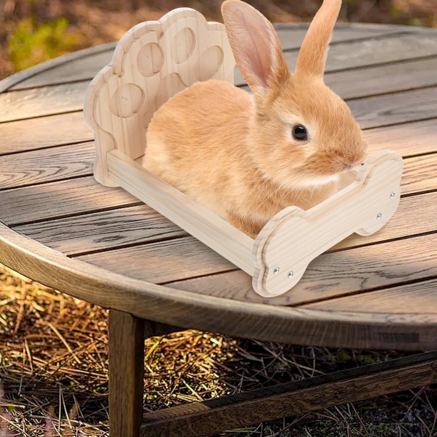 ORFOFE Dwarf Rabbit Bed Sturdy Wooden Small Animal Bedding for Rabbits Chinchillas and Hamsters Comfortable Hideout