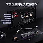 RedThunder K65 65% Clavier de jeu mécanique sans fil, Monture d'embouts de crémaillère, Knob de volume,Ultra Compact US Disposition générale 66 Clés, 2,4G/BT/USB-A,RGB Éclairage sous-jacent, Interrupteur rapide d'abricot échangeable à domicile