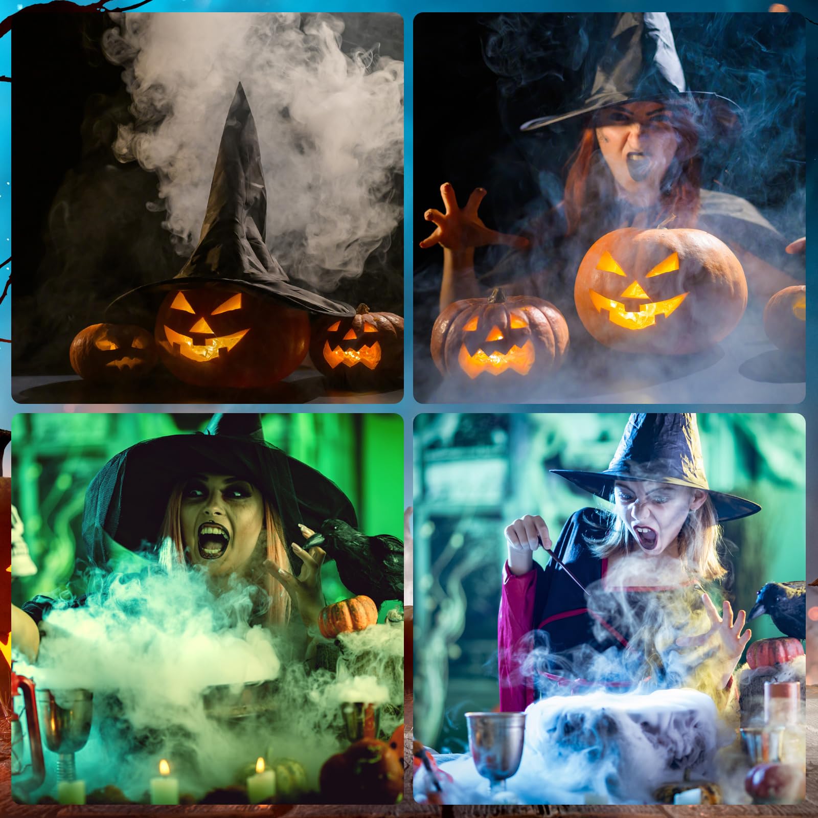 Copkim 4 Pcs Halloween Ultrasonic Mist Maker Fogger — 12 LED Water