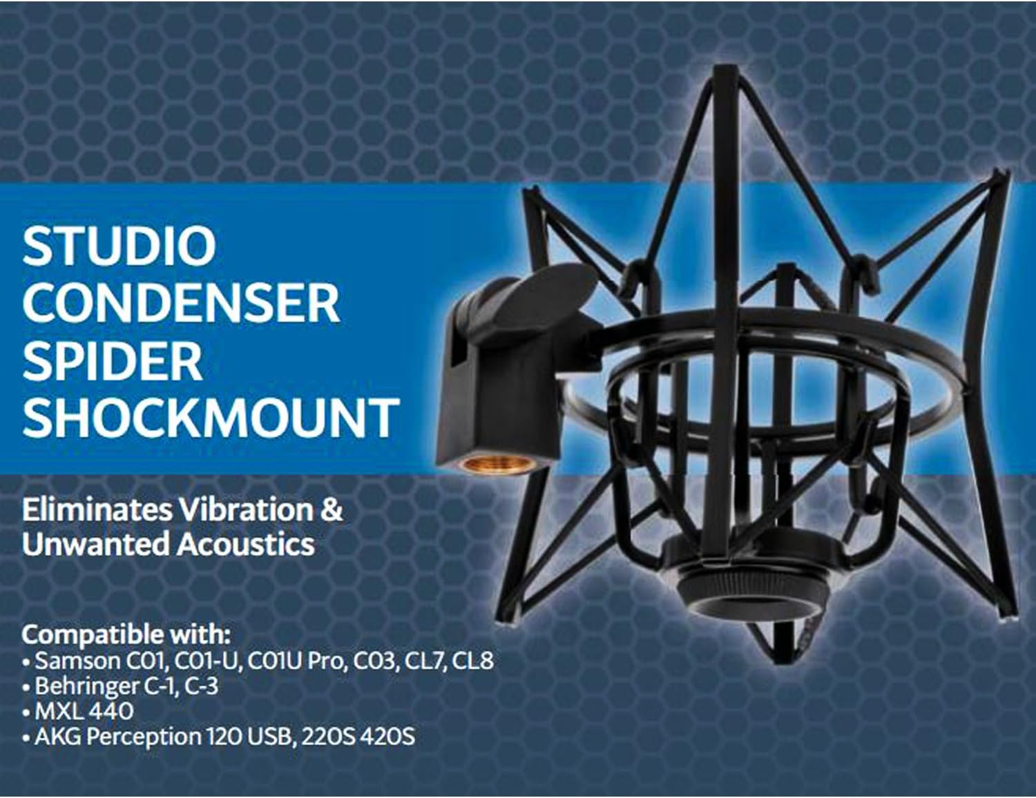 LyxPro MKS1-B Condenser Spider Microphone Shockmount, Anti Vibration and Isolation - Black : Musical Instruments