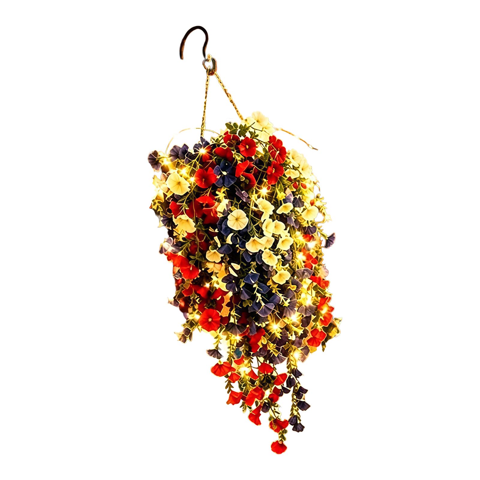 Whoasyst Patriotic Hanging Flower Basket Patriotic Hanging Flower Basket for National Day Celebrations and Home Decoration Party Accessories