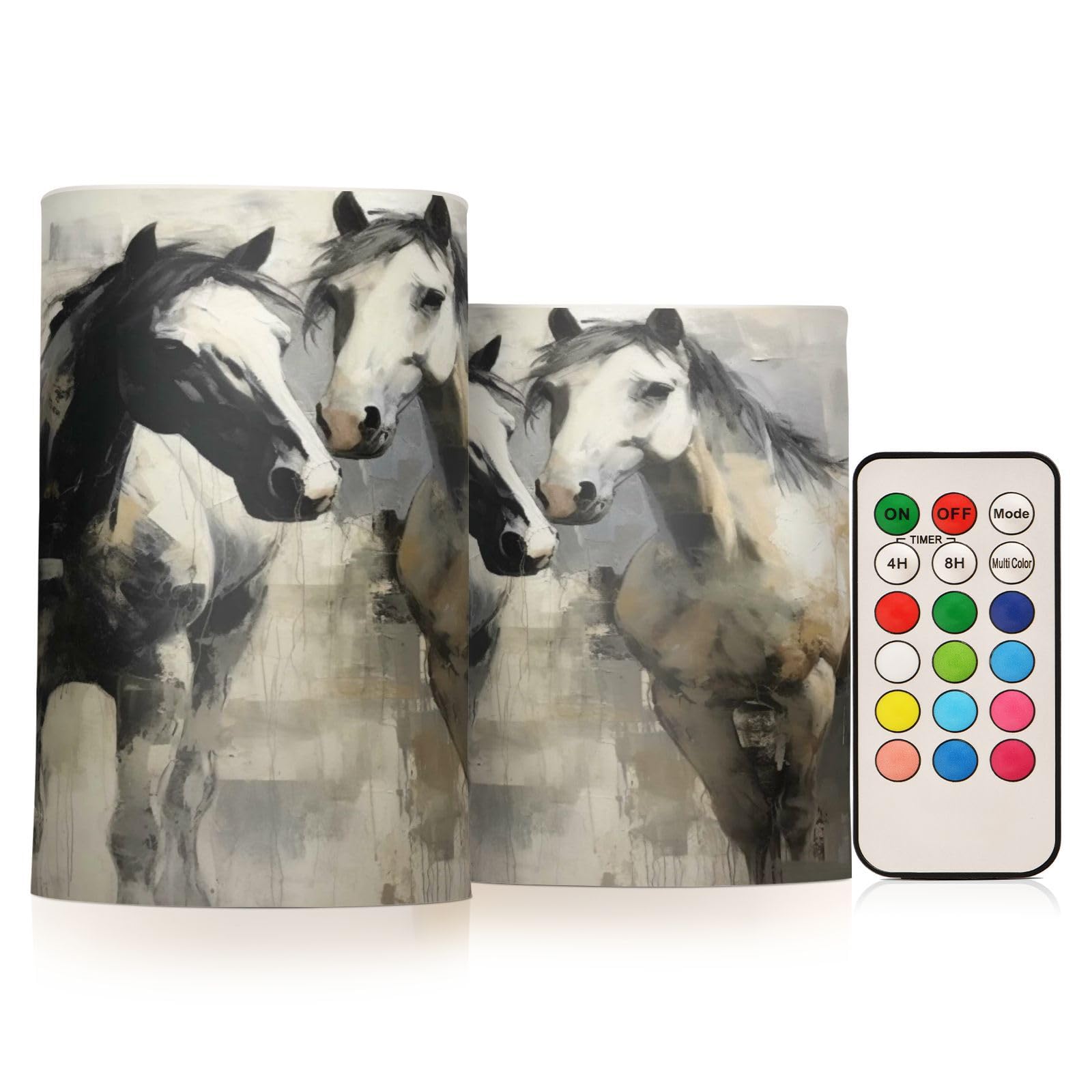 ALAZA Horse (5) Flickering Flameless Candles Battery Operated with Remote Timer,Tea Light Candles LED Pillar Votive Candles Set of 2 for Outdoor Indoor Decorations