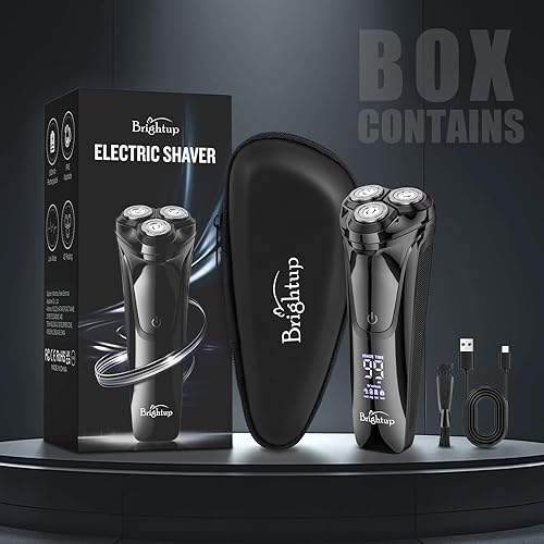 Miniatura 8 de Brightup Maquinilla de afeitar eléctrica para la cara de hombre, afeitadora eléctrica húmeda y seca para hombres con recortadora emergente,