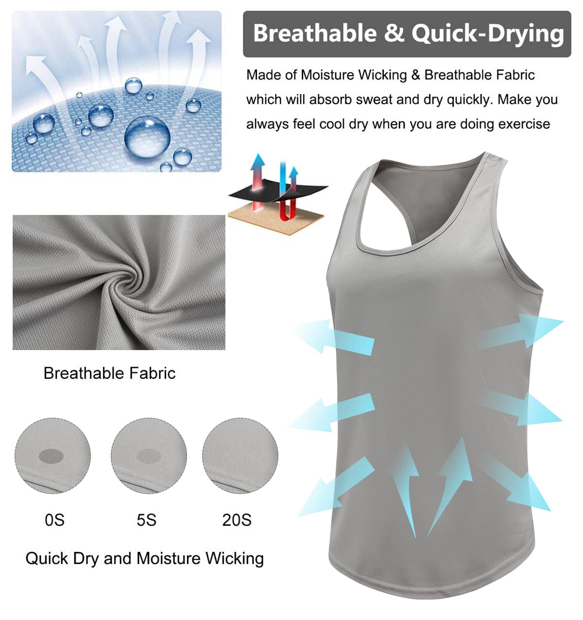 Holure 3er Pack Tank Top Herren, Achselshirts Sport Ärmelloses Shirt Unterhemd Fitness Sleeveless T-Shirt für Training Fitness Bodybuilding Vest