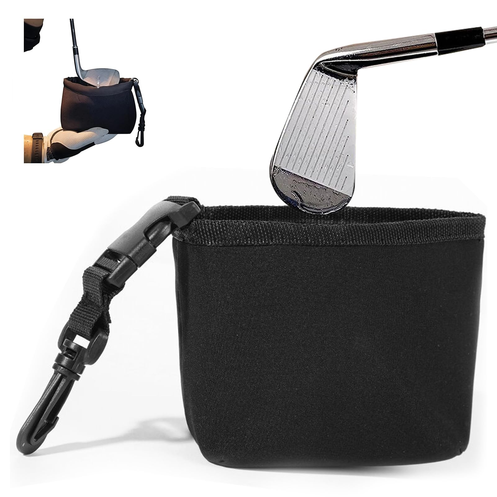 YONEEKSS Golf Club and Golf Ball Cleaning Bag, Cleaner Pouch Golf Ball Washer Pocket Wipe Cleaning Bag, Portable Golf Ball Matte Bag for Golf Accessories Storage, Compact & Portable for Travel, Black