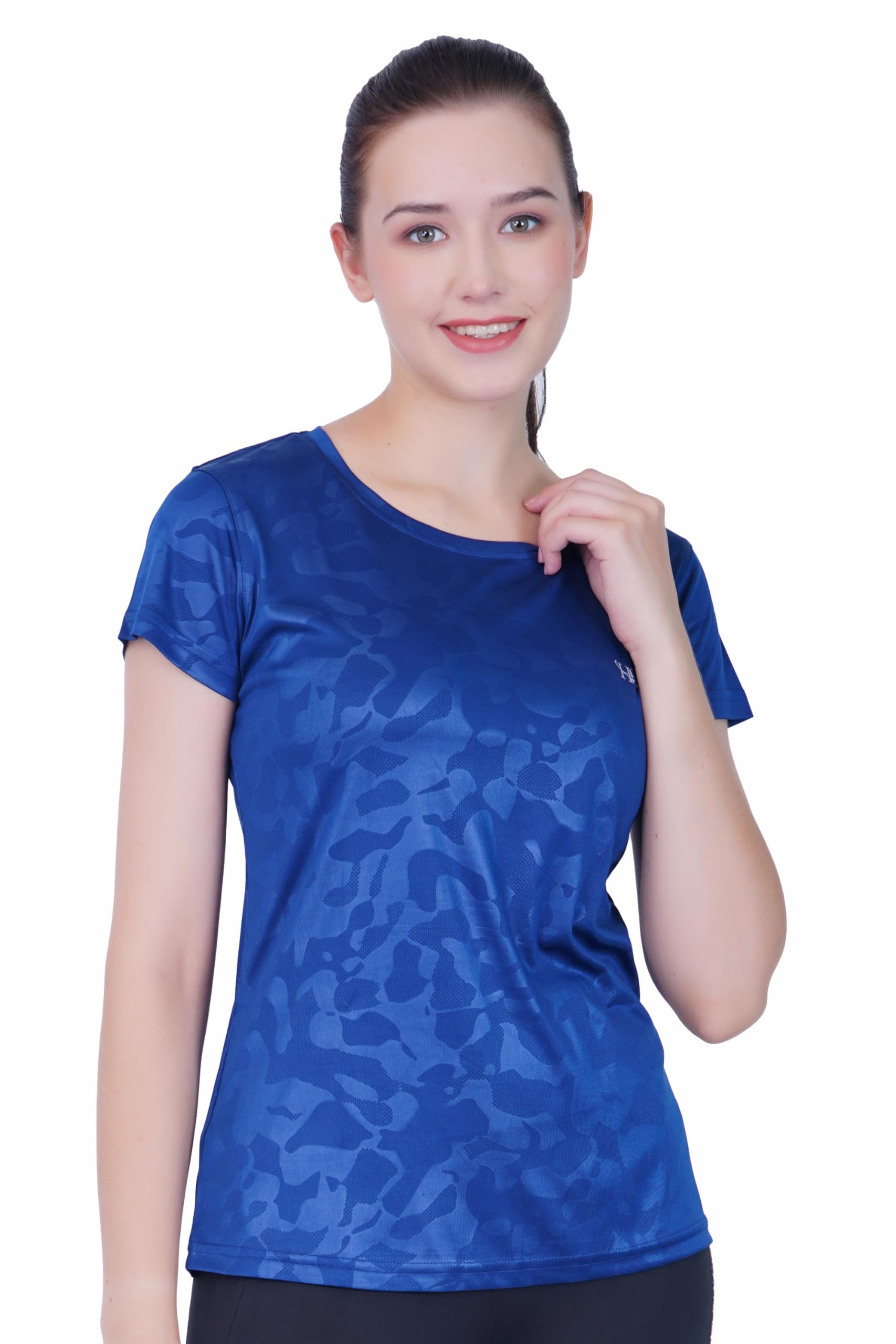 Hawkesburry Women T-Shirt-Polyamide Elastane -Anti Bacterial-Round Neck-Office,Workout,Running & Yoga-Short Sleeve-Turquoise-picture-49
