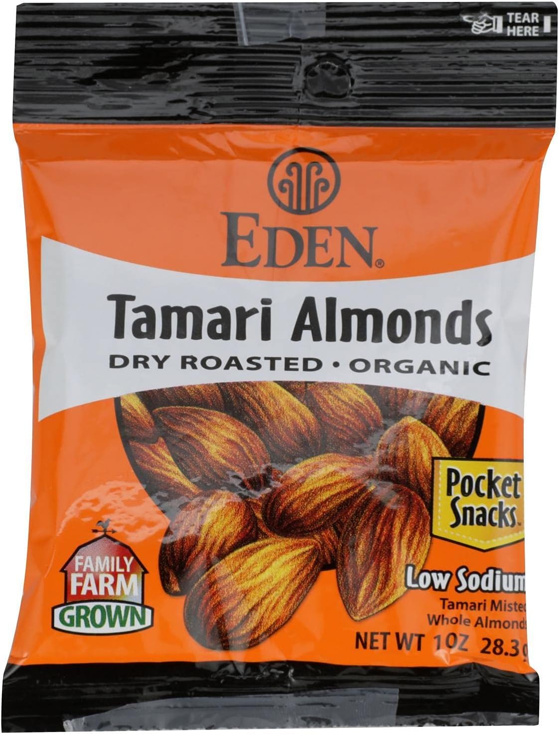 Eden Foods Organic Dry Roasted Tamari Almonds, 1 Ounce - 12 per case.12