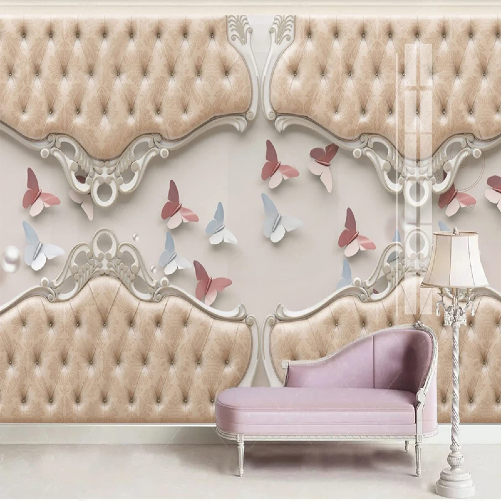 Papier peint 3D relief papillon pour mur de salon et fond de canape