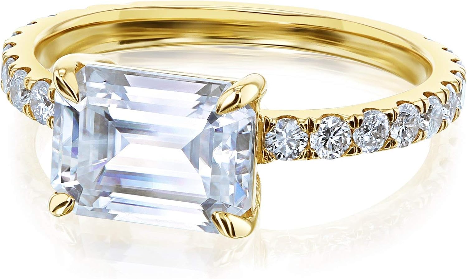 Kobelli East-West Style Emerald Moissanite Engagement Ring