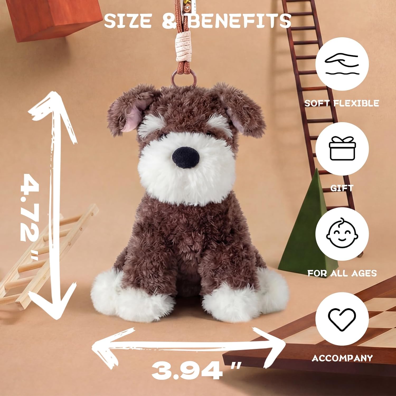 Cute Plush Dog Keychain: Kawaii Stuffed Puppy Animal Soft Bag Charm Gifts for Women,Animal Lovers
