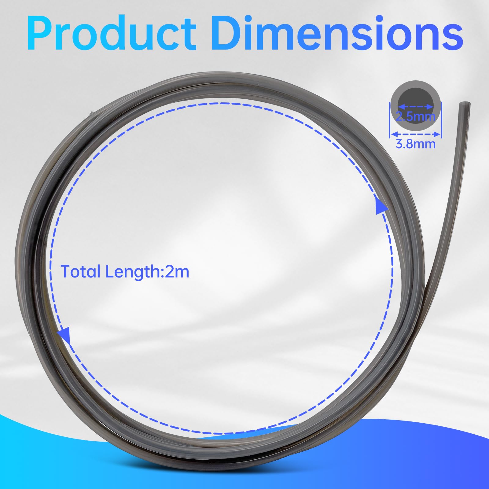 Wąż PTFE do drukarki Bambu Lab A1 Akcesoria - Gładki wąż PTFE z teflonu 2m o średnicy 4mmx2,5mm do 1,75 mm filamentu 3D, do Bambu Lab A1/A1 mini/P1P/P1S/X1C, do Creality K1/K1 Max/Ender 3 V3