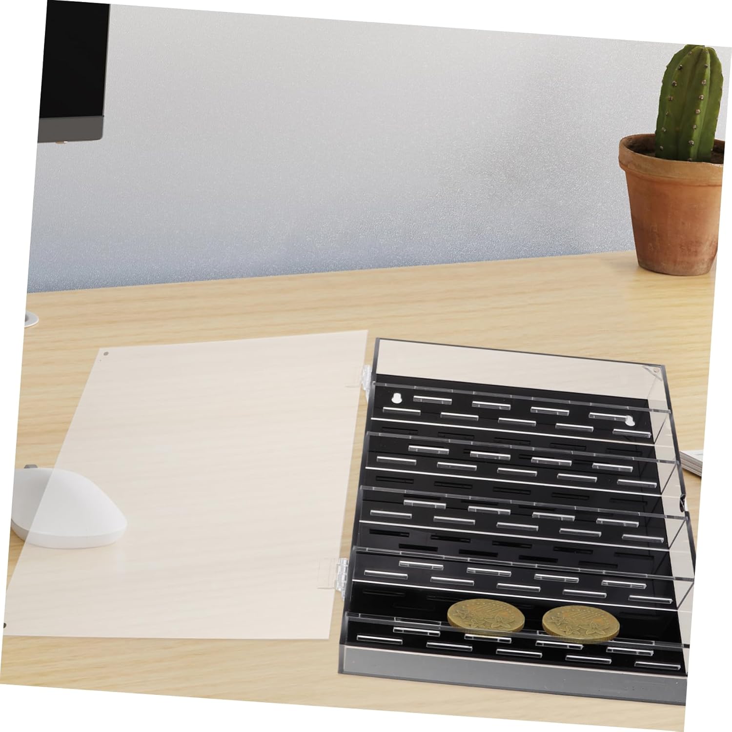 Display Box Acrylic Holder for Collectors 10-Piece Storage Case Silver for Collection and Showcasing