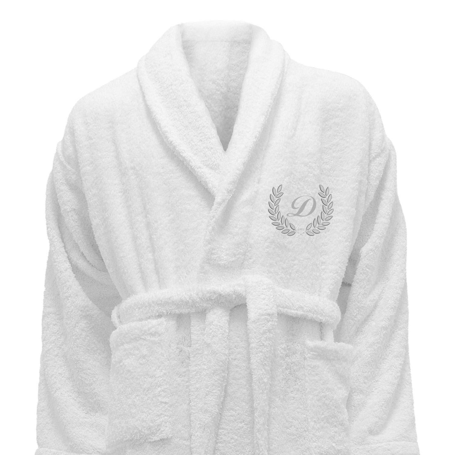 Set composto da accappatoio e teli da bagno con scritta personalizzata oro/argento, edizione hotel 5 stelle., 100% cotone, Embroidery Silver, Bathrobe M
