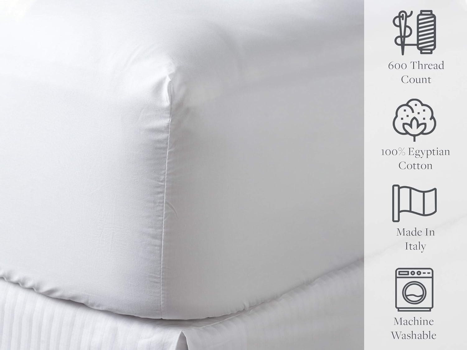 Westin Ultra Luxe Fitted Sheet - Soft, Luxurious 600 Thread Count Cotton Fitted - White - King