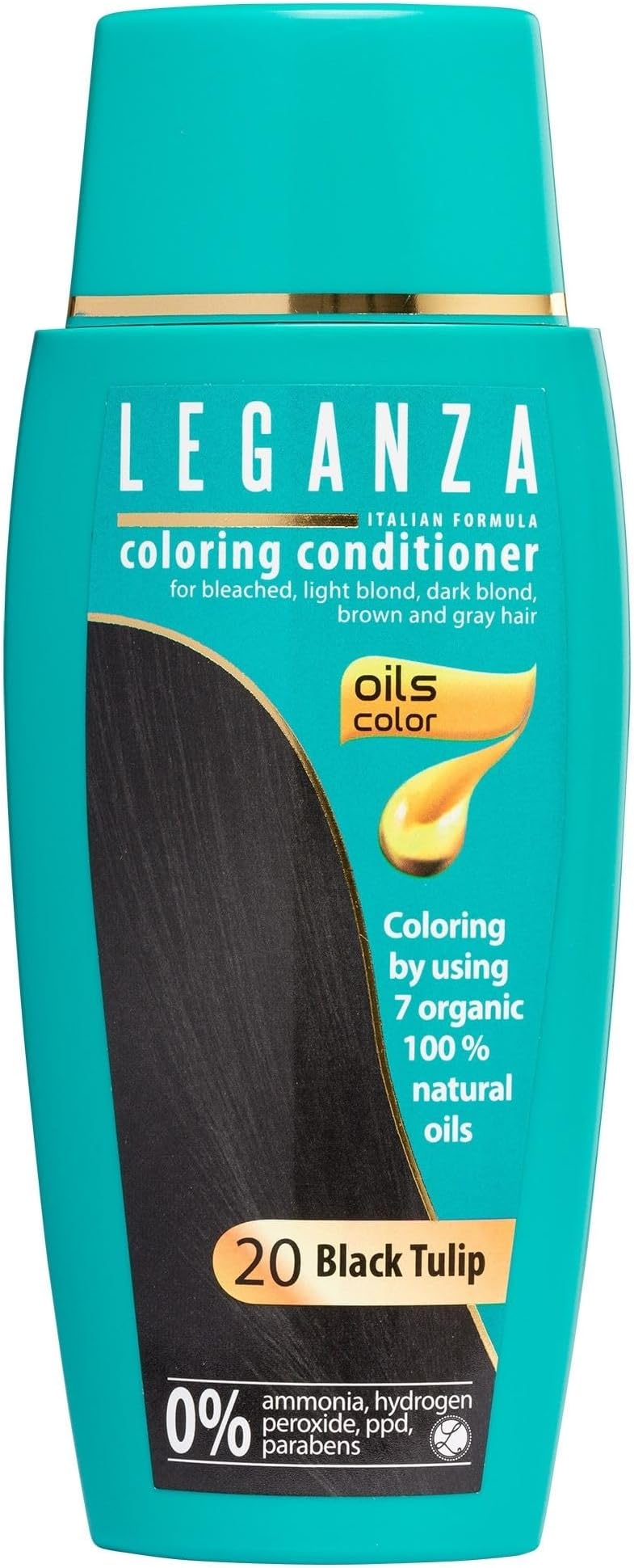 Hair Coloring Temporary Mask | Semi-Permanent Hair Colour Conditioner | Color Black Tulip Nº 20 | Treatment with 7 Natural Oils | Ammonia, PPD and Paraben Free | 150 ml